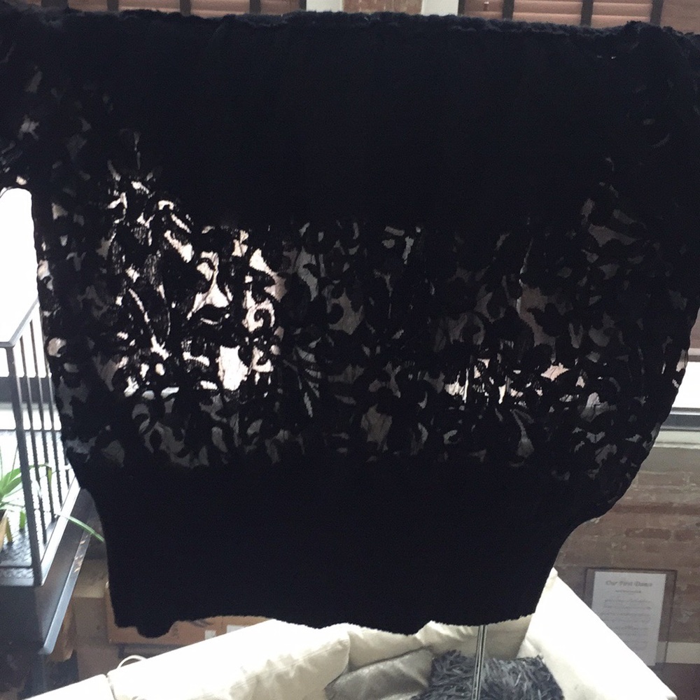 Black see-through lace long sleeve top
